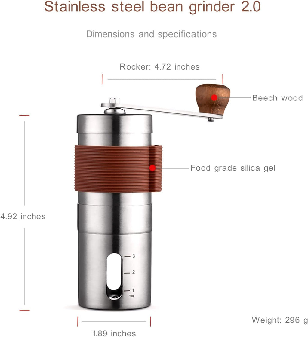 Portable Mini Stainless Steel Manual Coffee Grinder with Adjustable Settings K573