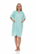 Snaps Front Closure Short Sleeve Woven House Dress B589055