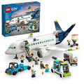 LEGO City Passenger Airplane Building Toy Set with Large Airplane, Passenger Bus, Luggage Truck, Container Loader, and 9 Minifigures C595