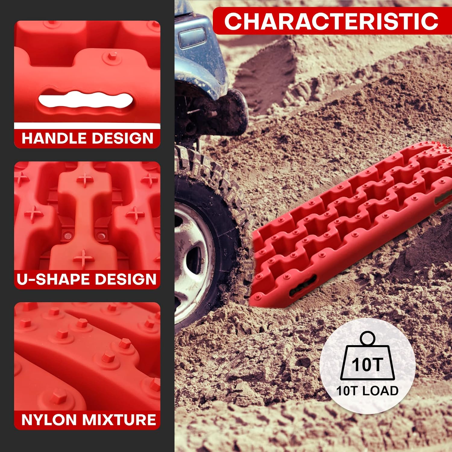 Red Tire Traction Mats 2 Piece T360828