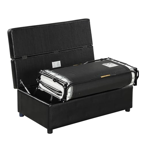 Light Gray Ottoman Folding Bed with Mattress E84945