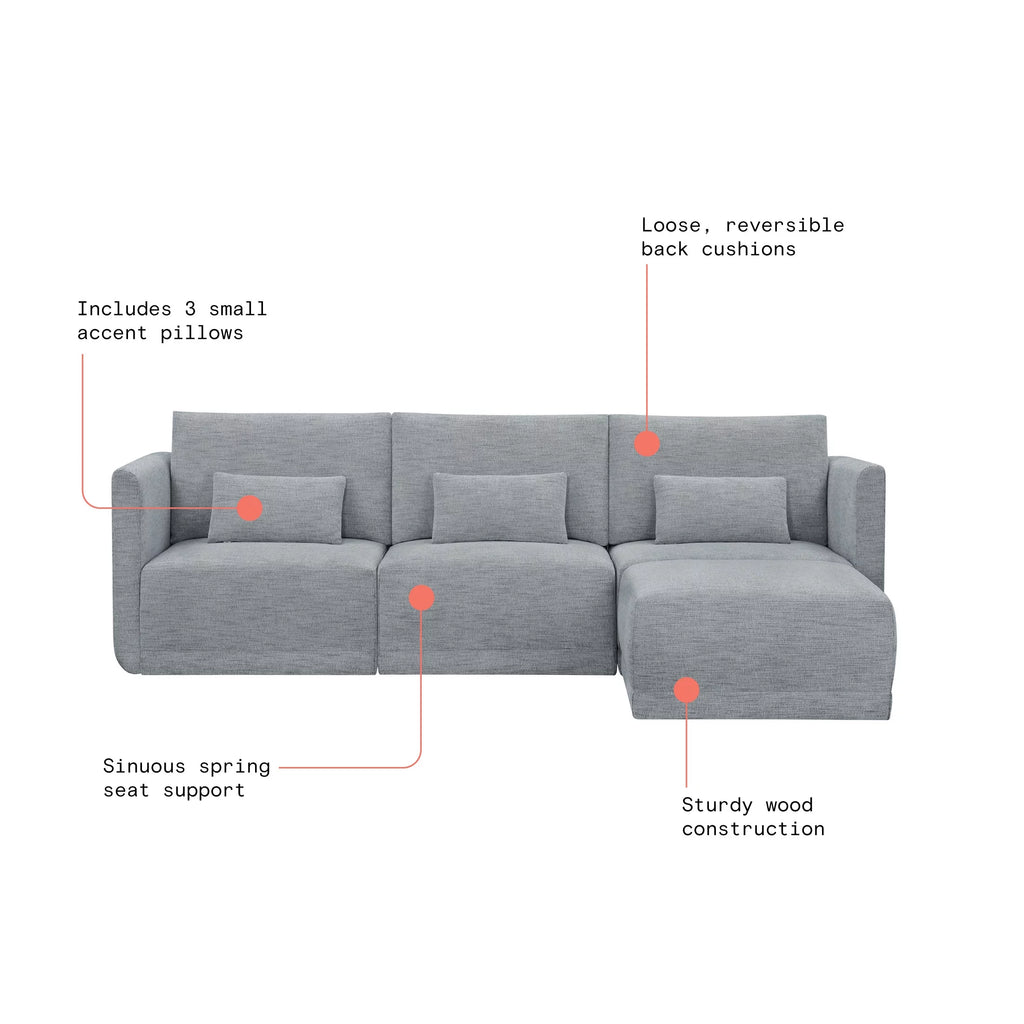 Gray Fabric Modular Sectional Sofa with Ottoman K258776