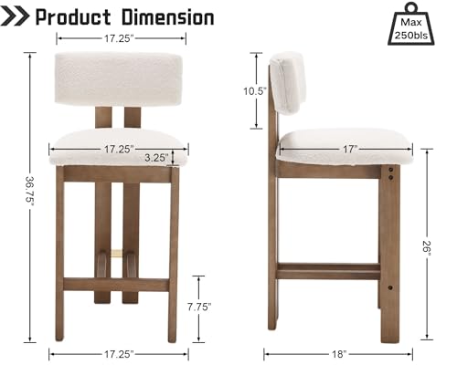 Set of 4 Beige Linen Upholstered Bar Height Stools with Hardwood Frame F283047