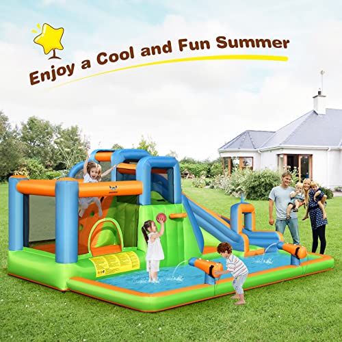 7 in 1 Inflatable Water Slide with Splash Pool S4990