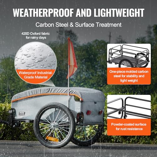 Heavy-Duty Foldable Bike Cargo Trailer with Universal Hitch T5789