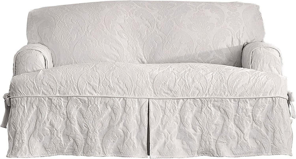 White T-Cushion Sofa Slipcover E297