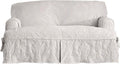 White T-Cushion Sofa Slipcover E297