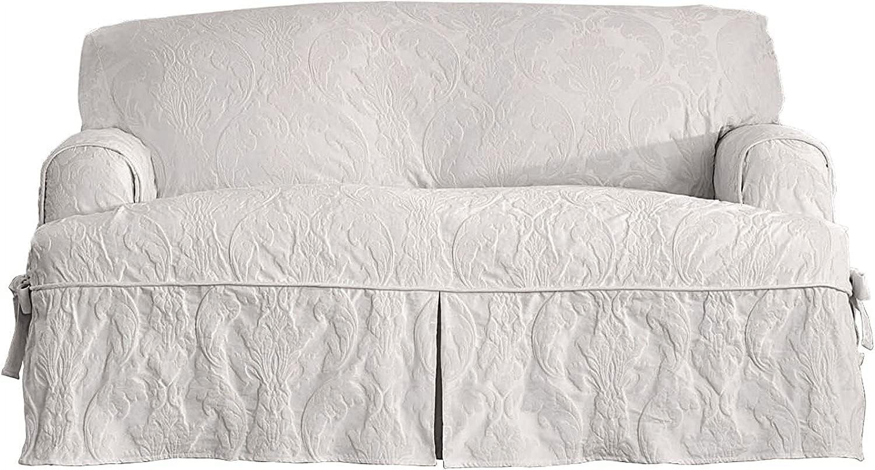 White T-Cushion Sofa Slipcover E297
