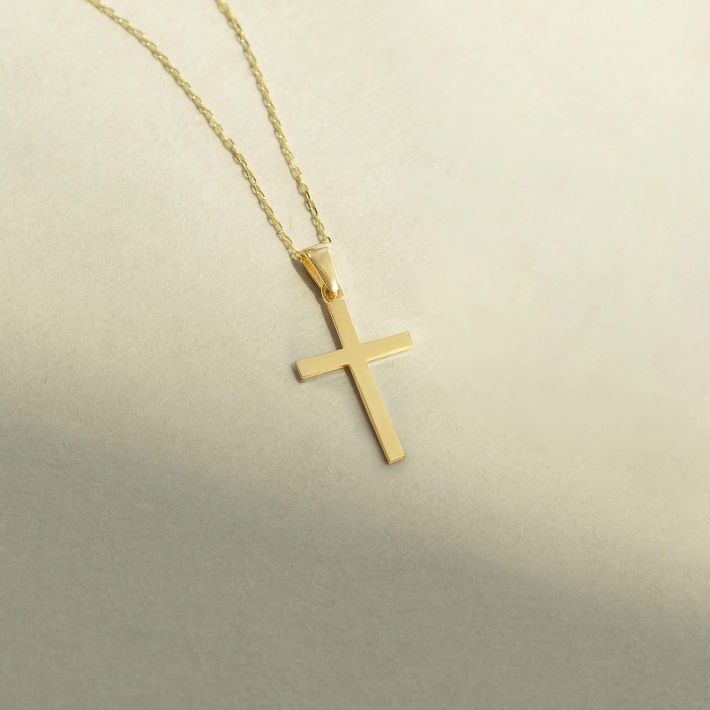 14k Solid Gold Cross Necklace P6047