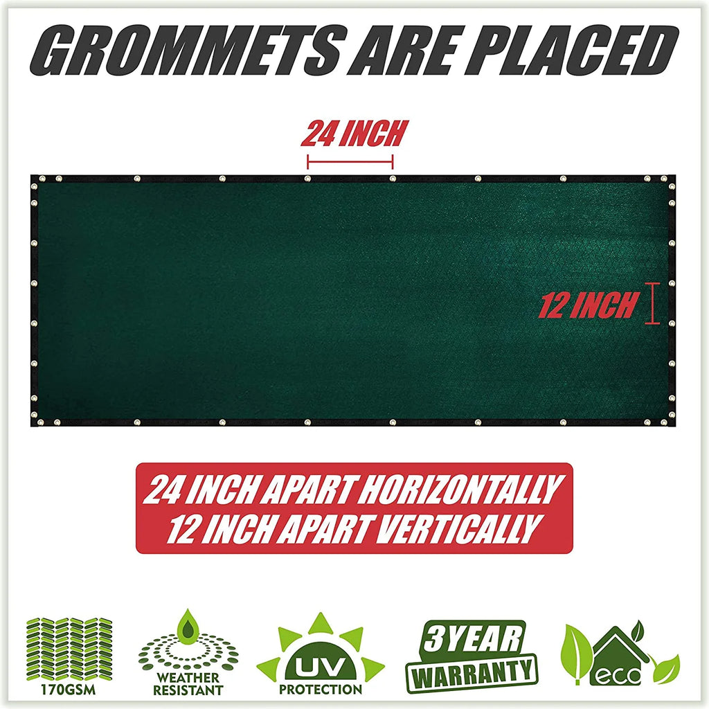 Green 5' x 100' HDPE Fence Privacy Screen with Grommets O11818