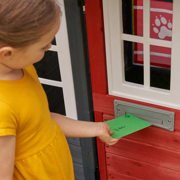Wooden Playhouse with Working Doorbell, Fence, Kitchen and Pet Door M721348