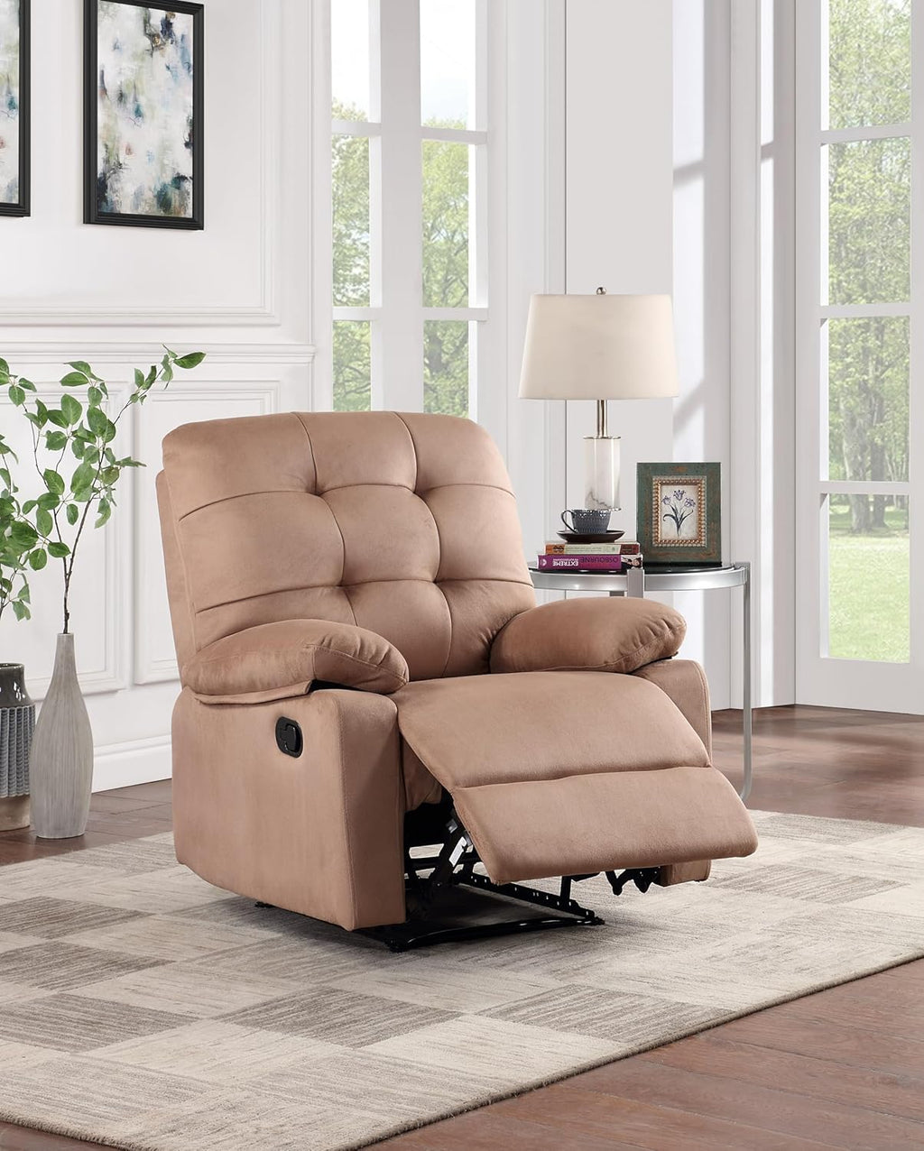 Peat Color Plush Microfiber Motion Recliner Chair N560