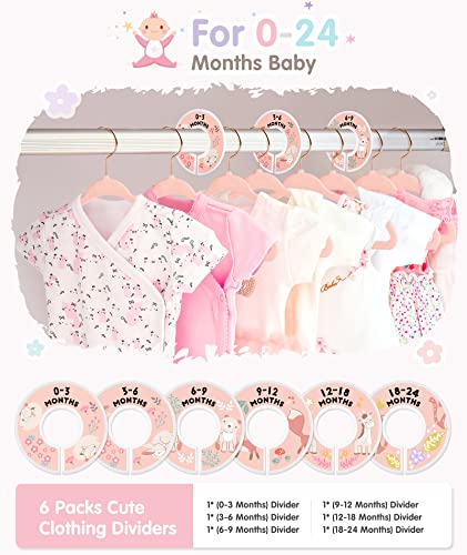 11 Inch Pink Velvet Kids Hangers with 6 Pcs Size Dividers Non Slip - 30 Pack P9028