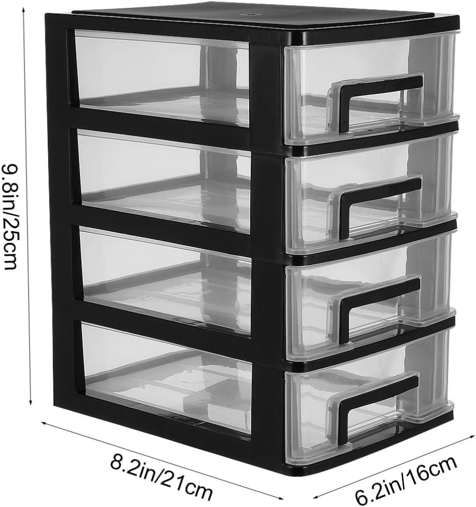 Black and Transparent 4 Layer Plastic Drawer Cabinet I77539