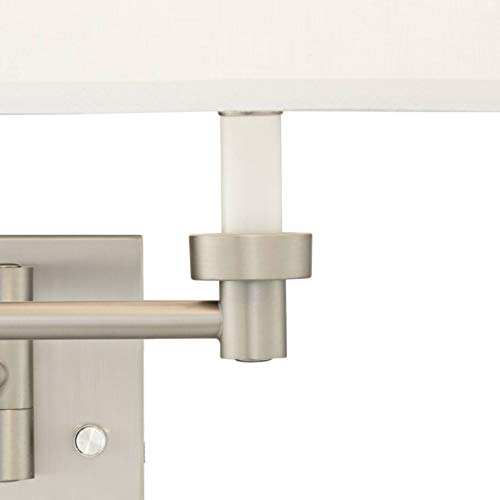 Brushed Nickel Swing Arm Wall Lamp with White Linen Shade O984934