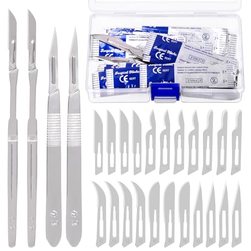 44 Pcs High Carbon Steel Surgical Scalpel Blades with Handle C130