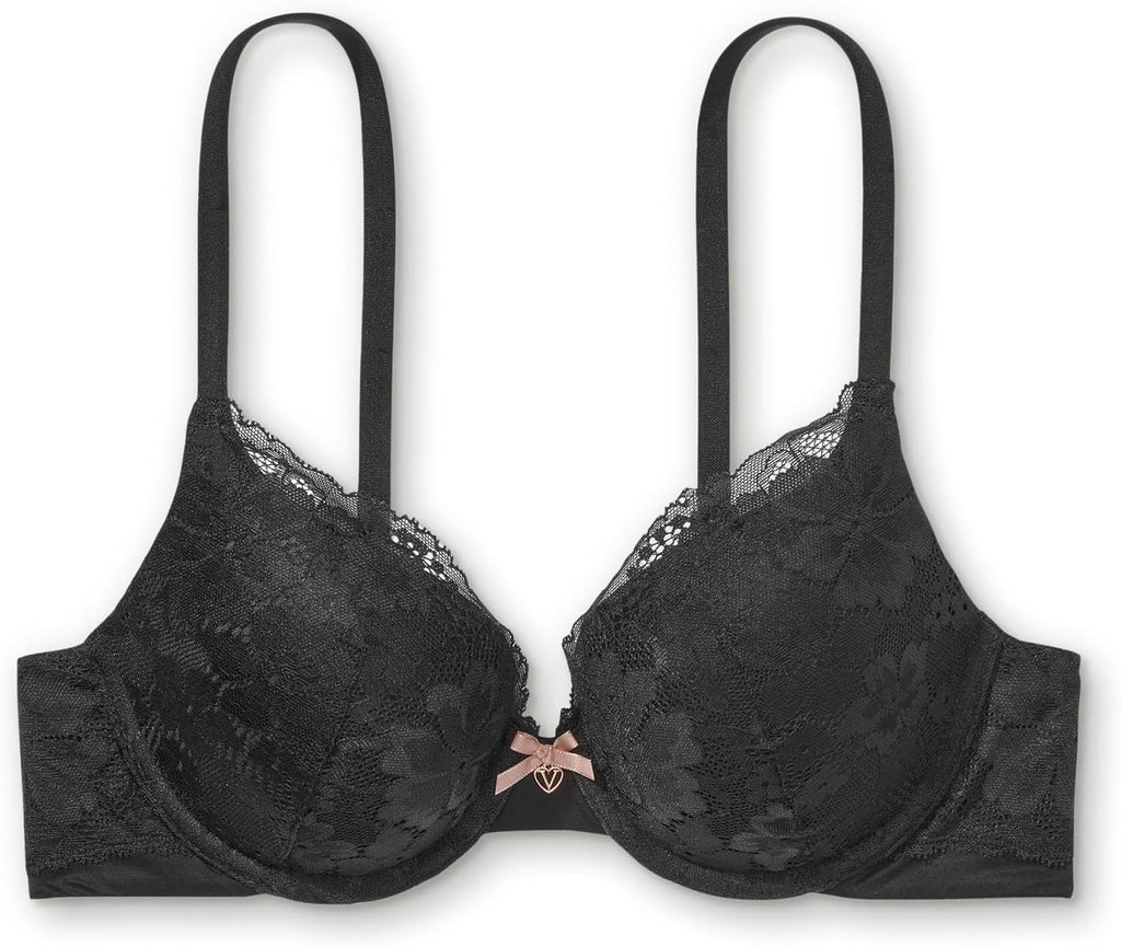 Black Full Coverage Lace Padded Push Up Bra (36C) P204472