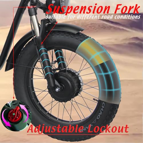 Dual Motor 2000W Electric Bike, Full Suspension, 18AH Removable Battery, Fat Tire Bicycle with Long Seat & Basket E187