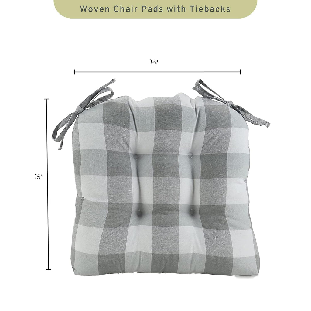 Gray Set of 4 Chair Pads with Tiebacks I6572