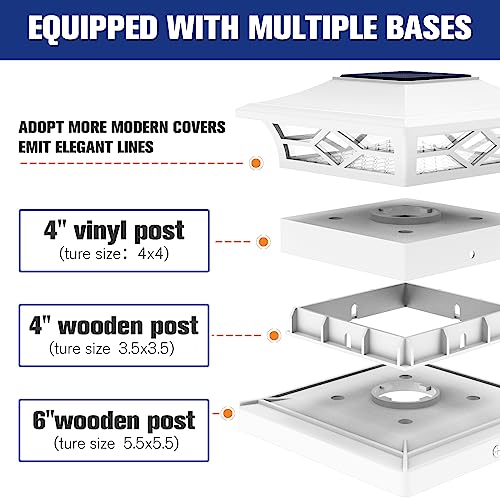 4-Pack Solar Post Cap Lights for 4x4 Vinyl Fence Deck N716