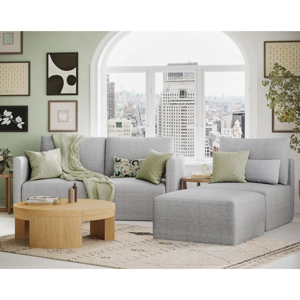 Gray Fabric Modular Sectional Sofa with Ottoman K258776
