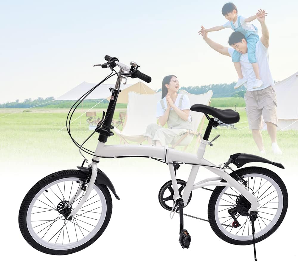 20-Inch 7-Speed Folding Bicycle White X93417