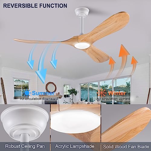 52 Inch Wood Ceiling Fan with Lights Remote Control Z9492