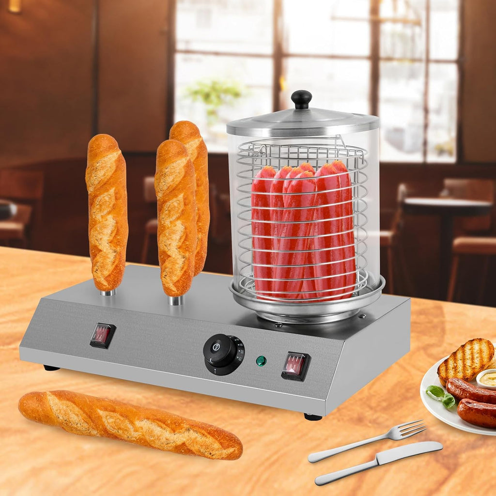 Electric Hot Dog Steamer & Bun Warmer Stainless Steel Portable Commercial 86-230℉ 19.72x10.94x14.57in G897