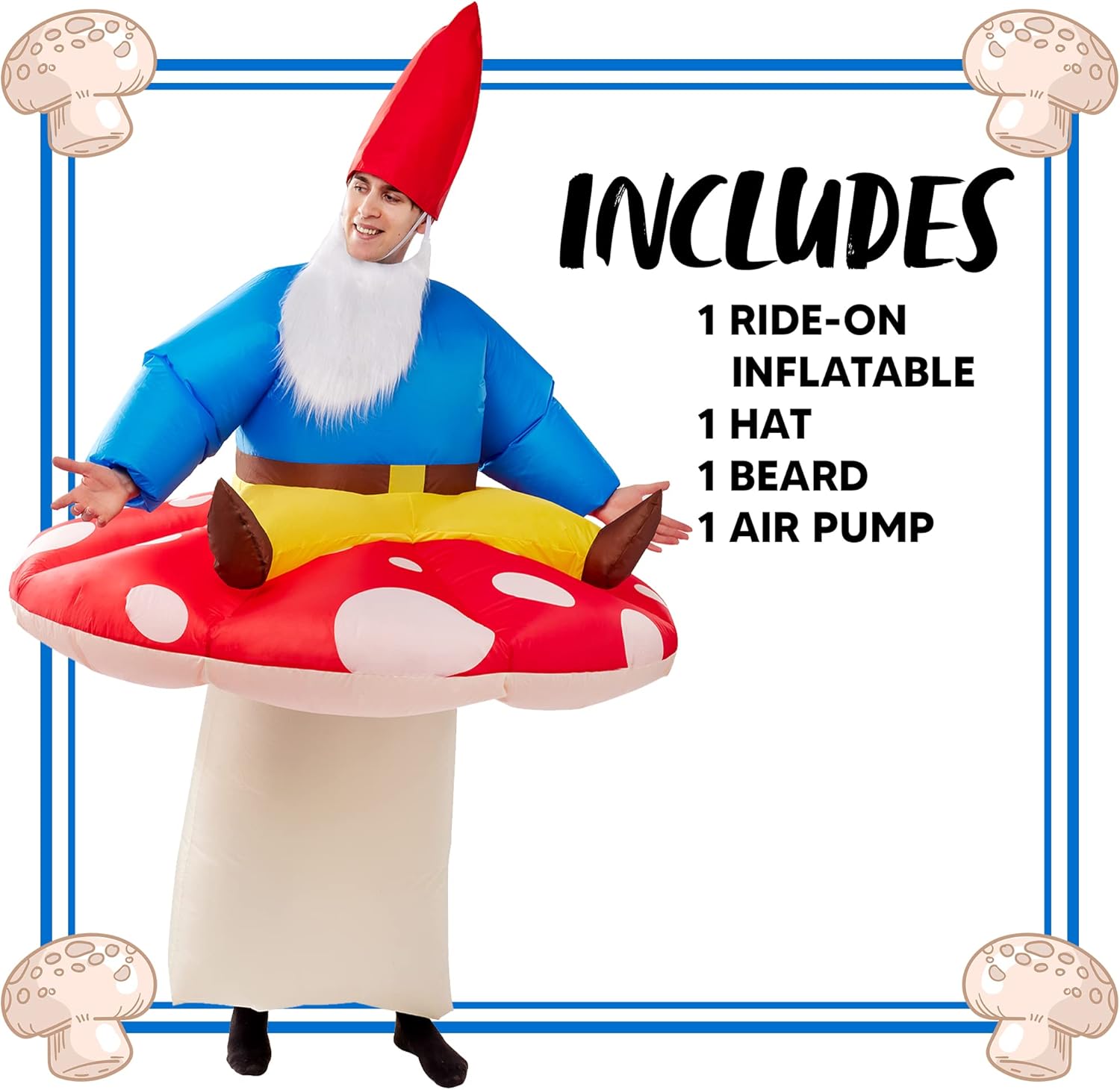 Inflatable Full Body Mushroom Costume with Hat and Beard X347144