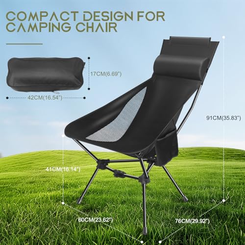 Lightweight Foldable Camping Chair with Headrest and Storage Bag U290