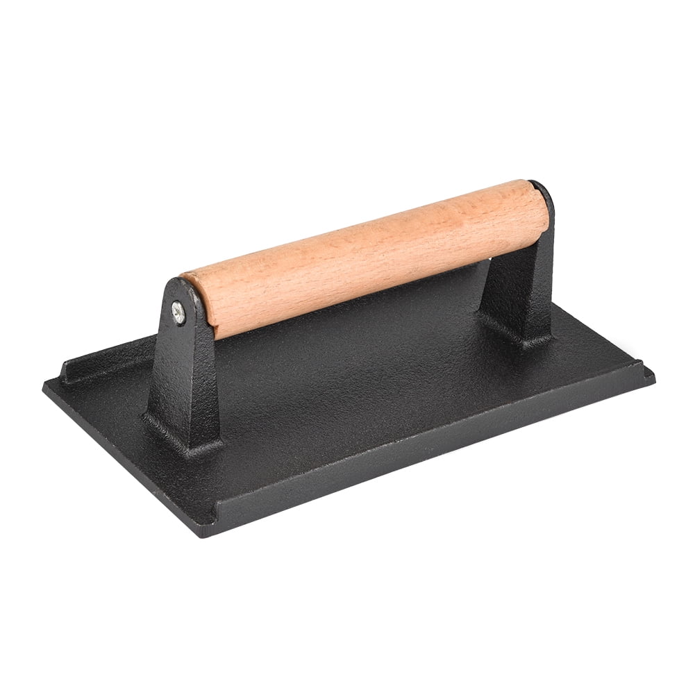 Commercial Cast Iron Steak Press with Wooden Handle D4896