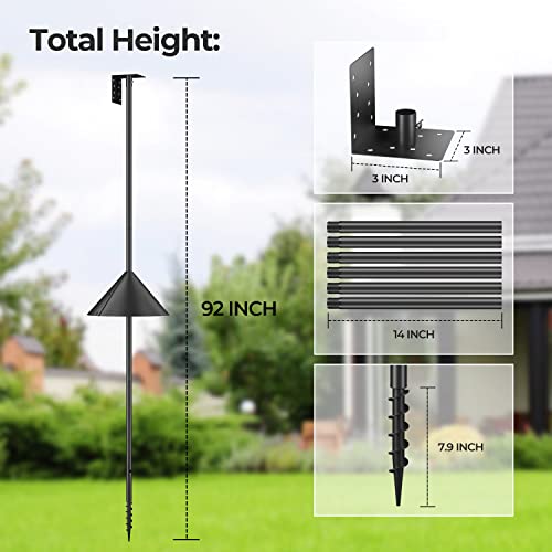 92 Inch Adjustable Heavy Duty Bird Feeder Pole with Squirrel Proof Baffle E30939