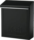 Galvanized Steel Wall Mount Mailbox, Black, 4.1 x 8.6 x 10.1 inches I86111