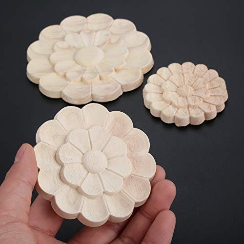 Unpainted Wood Carved Onlays Appliques, 10cm, 5-Pack P323
