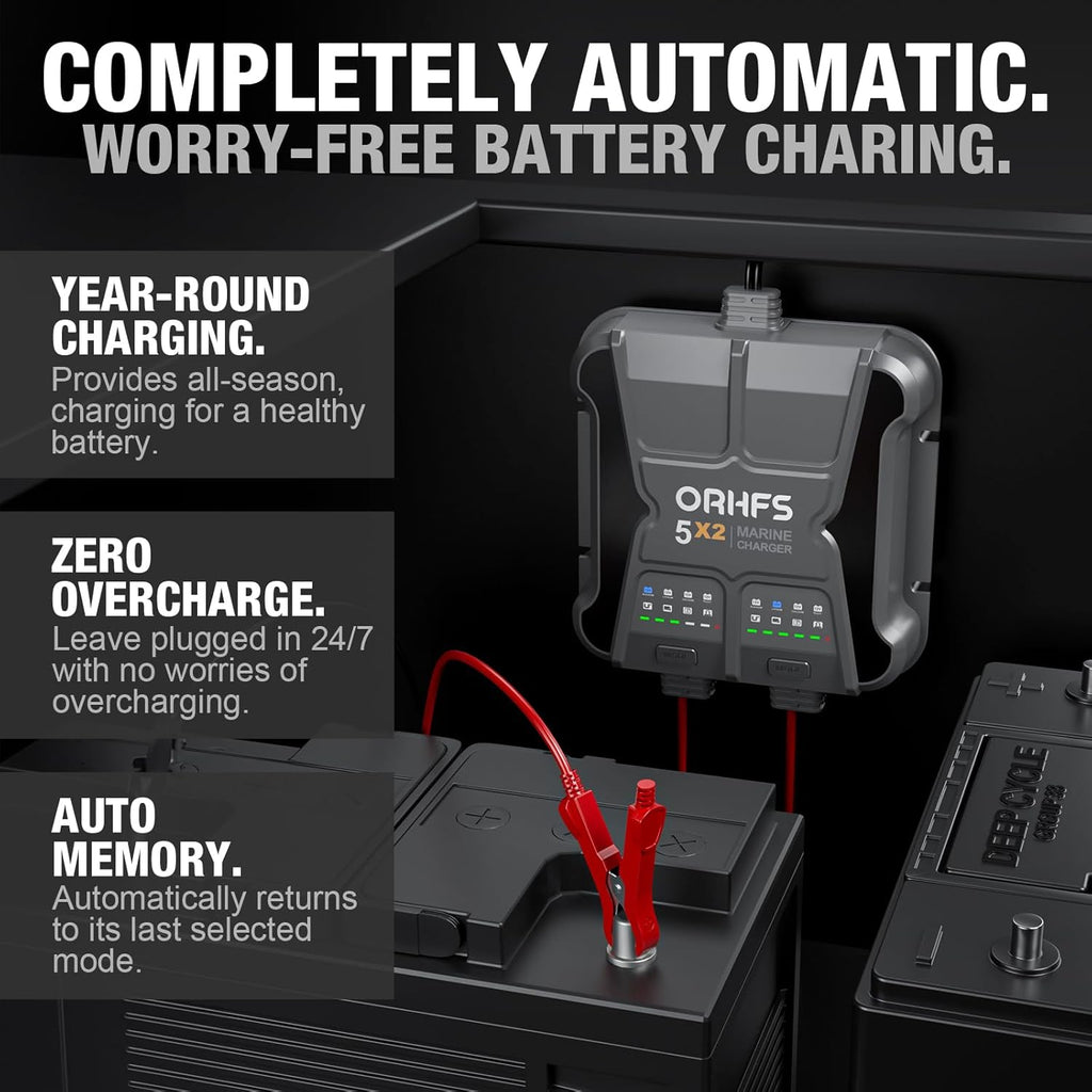 2-Bank 10A Smart Marine Battery Charger 12V Waterproof Onboard for SLA/AGM Lithium W71759