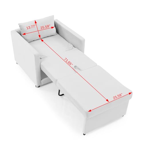 Beige Convertible Sleeper Chair with Ottoman D385