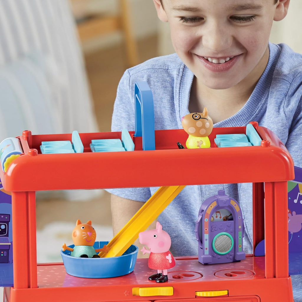 2-in-1 Party Bus Playset with 3 Figures and 13 Accessory Pieces I867