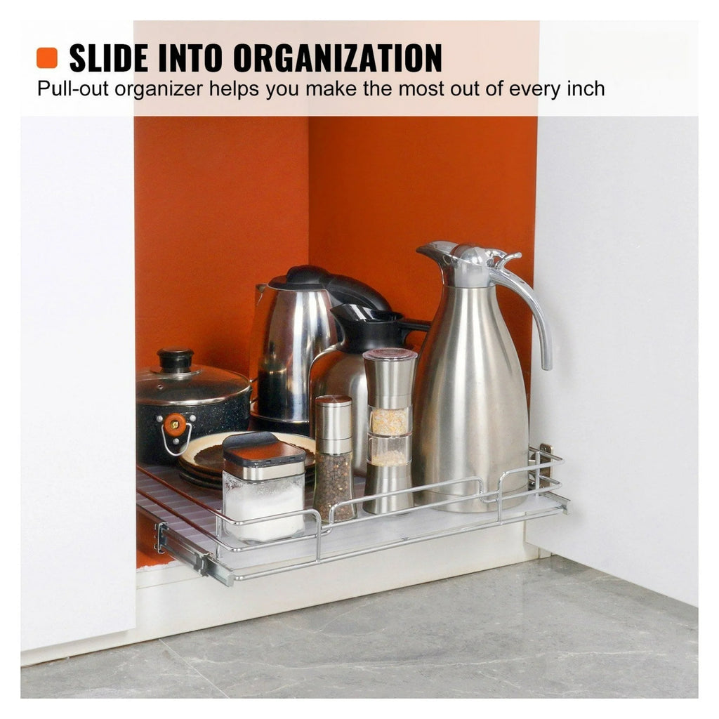 Chrome Steel Roll Out Drawers Cabinet Organizer J7566