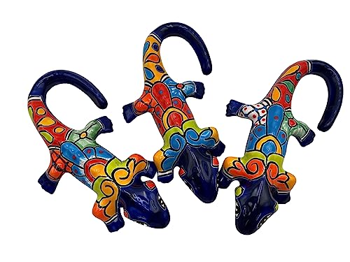 Talavera Pottery Iguana Wall Art Hand Painted Animal Sculpture Length 12.25" Q399912