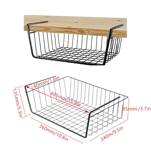 Black 2 Piece Under Shelf Hanging Storage Basket Q366929