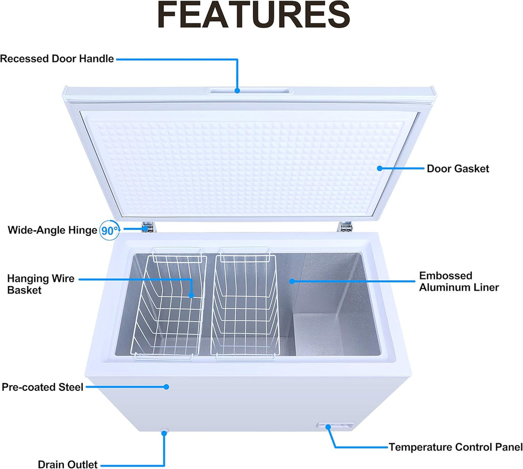 White 7.0 Cu Ft Manual Defrost Chest Freezer Y824