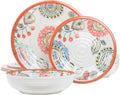 12 Piece Melamine Dinnerware Set, Multi Colored Y4653