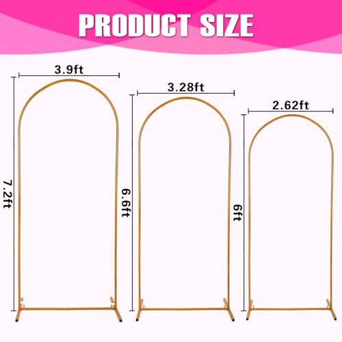 Metal Arch Backdrop Stand Set of 3 Gold B435688