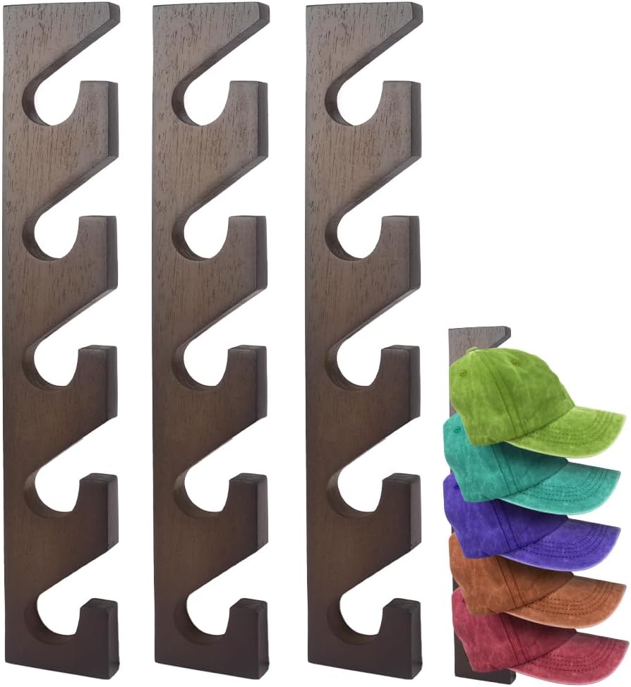 3 Pcs Wall Mounted Wooden Hat Rack I64492
