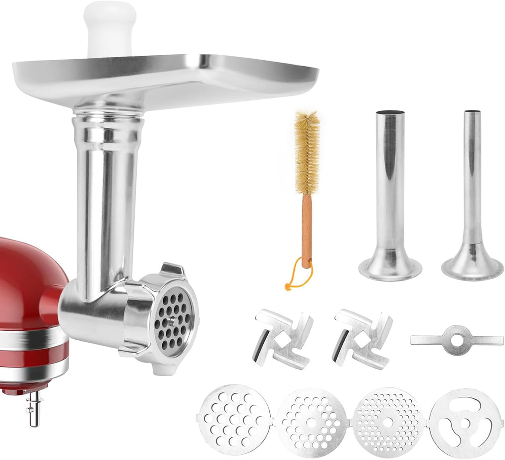Metal Meat Grinder Attachment for KitchenAid Stand Mixer with 3 Sausage Stuffer Tubes M156408