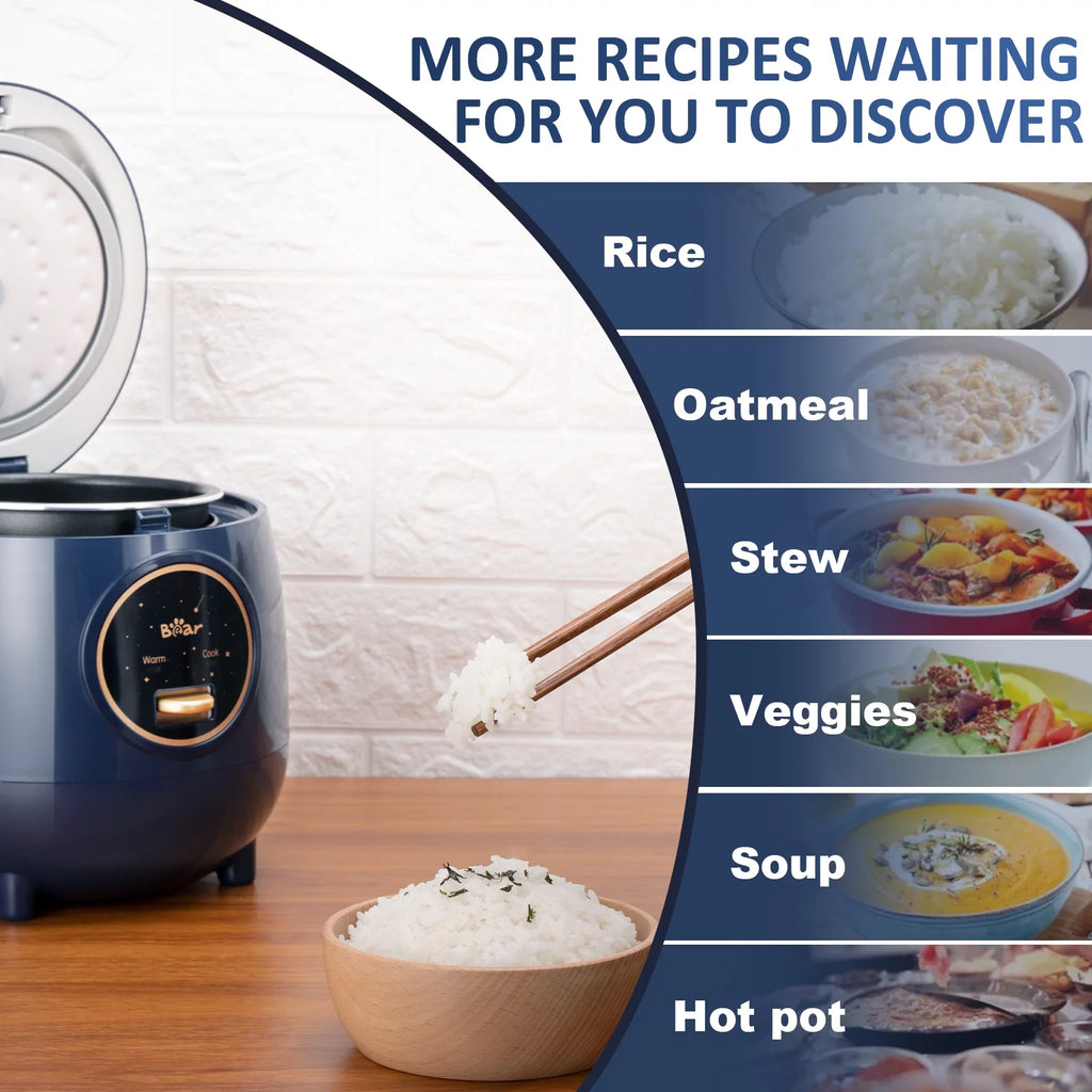 Blue 2 Cups Rice Cooker with Removable Nonstick Pot J709