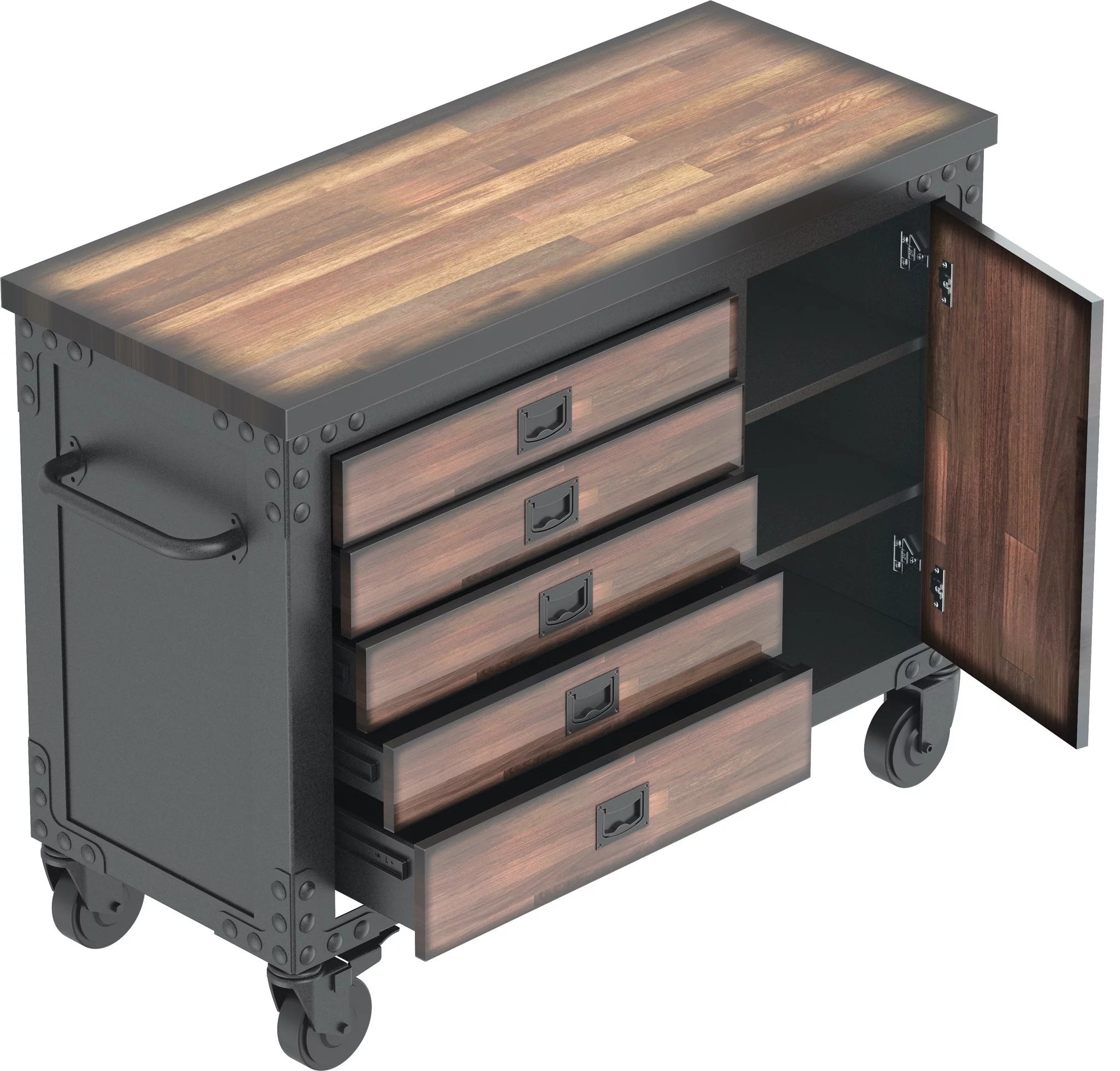 48 in. 5-Drawers Rolling Tool Chest with Wood Top U7592