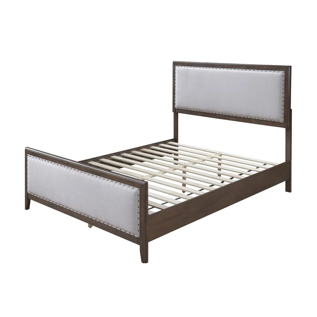 Natural Solid Wood Upholstered Adjustable Platform Bed Queen Y35863