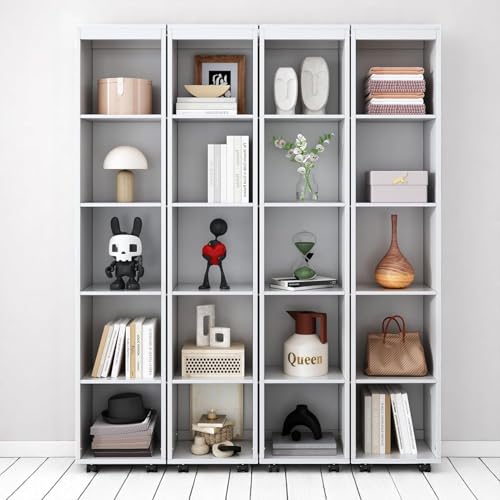 Wood White Queen Murphy Bed with Storage Shelves L259