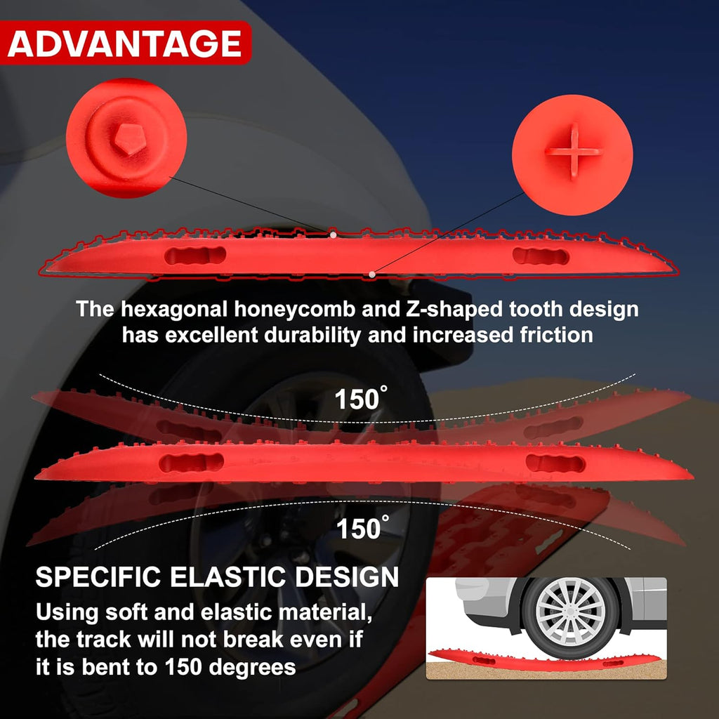 Red Tire Traction Mats 2 Piece T360828
